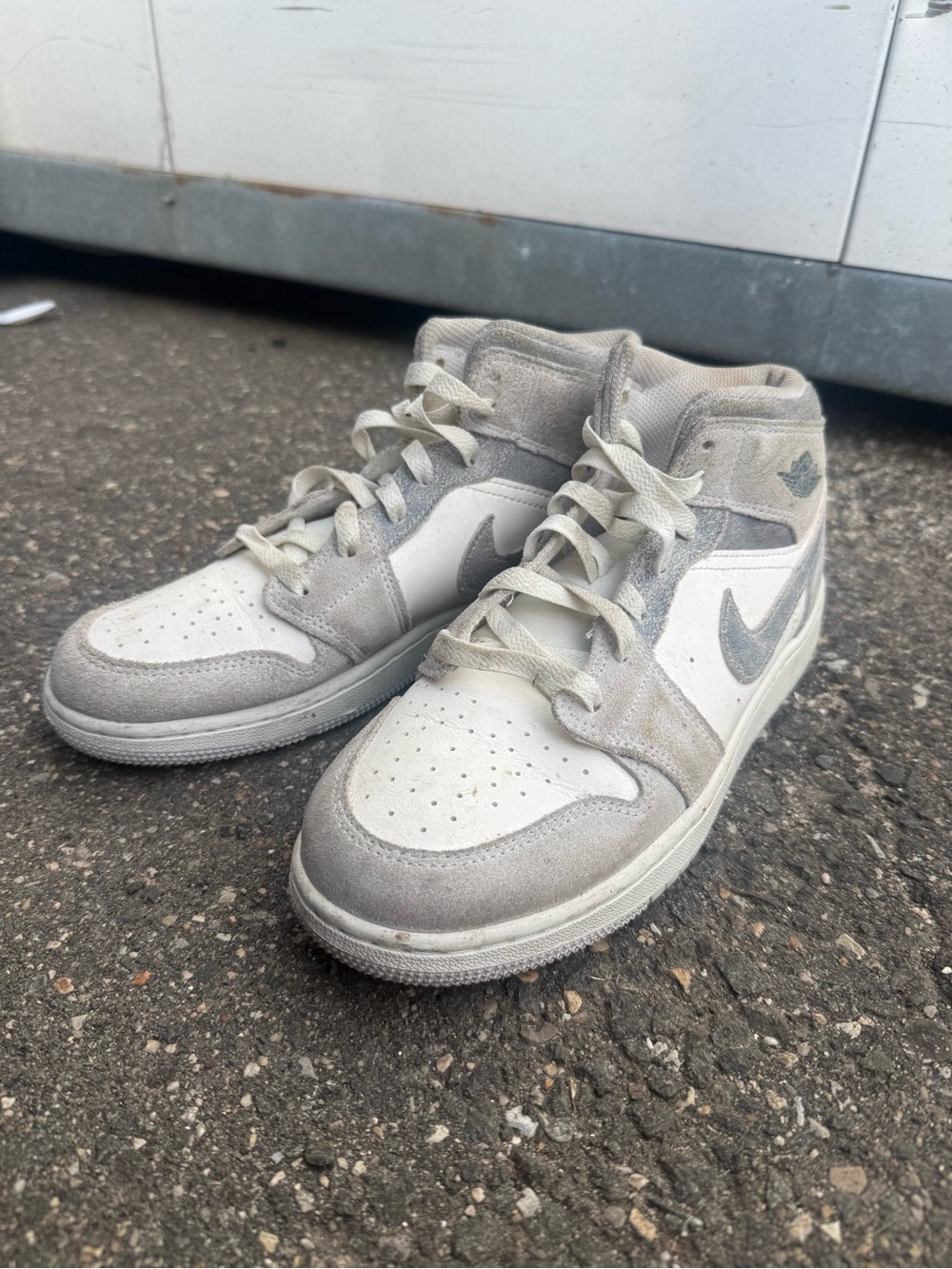 Jordan High-Top Sneakers in White and Light Gray